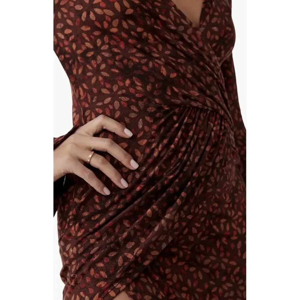 NWT Free People Jersey Knit Stretch Shayla Faux Wrap Dress Women's Size Large
